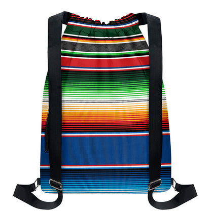 Vintage Mexican Blanket Pattern Print Drawstring Backpack