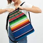 Vintage Mexican Blanket Pattern Print Drawstring Backpack