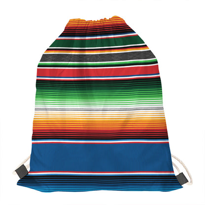 Vintage Mexican Blanket Pattern Print Drawstring Bag