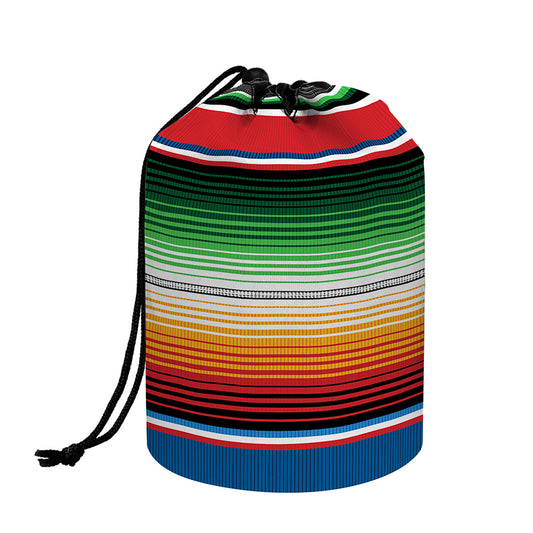 Vintage Mexican Blanket Pattern Print Drawstring Makeup Bag