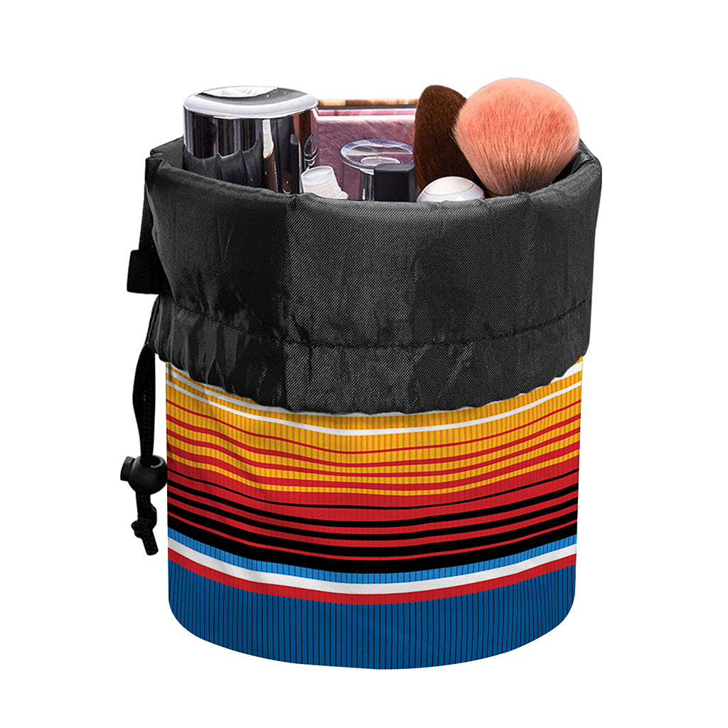 Vintage Mexican Blanket Pattern Print Drawstring Makeup Bag