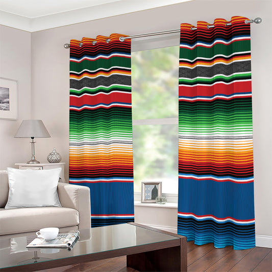 Vintage Mexican Blanket Pattern Print Extra Wide Grommet Curtains