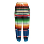 Vintage Mexican Blanket Pattern Print Fleece Lined Knit Pants