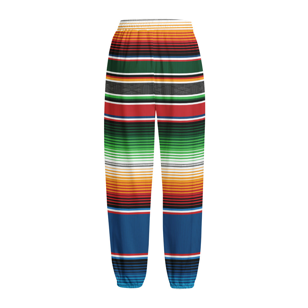 Vintage Mexican Blanket Pattern Print Fleece Lined Knit Pants
