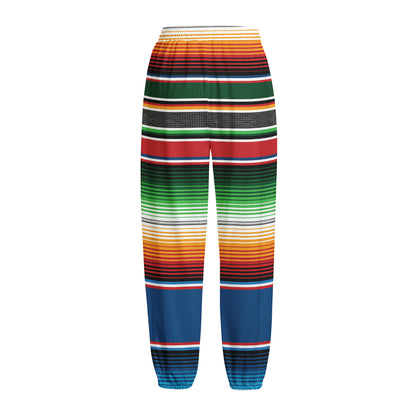 Vintage Mexican Blanket Pattern Print Fleece Lined Knit Pants