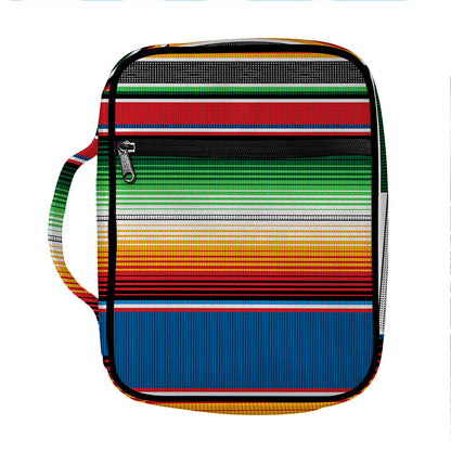 Vintage Mexican Blanket Pattern Print Front Pocket Bible Bag