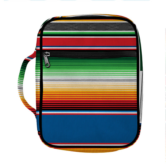 Vintage Mexican Blanket Pattern Print Front Pocket Bible Bag