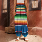 Vintage Mexican Blanket Pattern Print Harem Pants