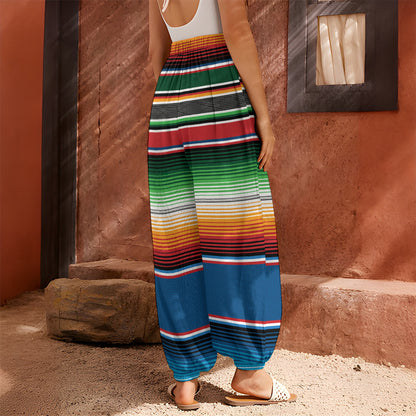 Vintage Mexican Blanket Pattern Print Harem Pants