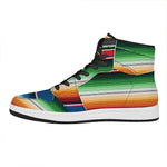 Vintage Mexican Blanket Pattern Print High Top Leather Sneakers