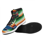Vintage Mexican Blanket Pattern Print High Top Leather Sneakers