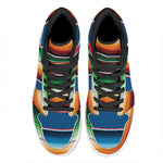 Vintage Mexican Blanket Pattern Print High Top Leather Sneakers