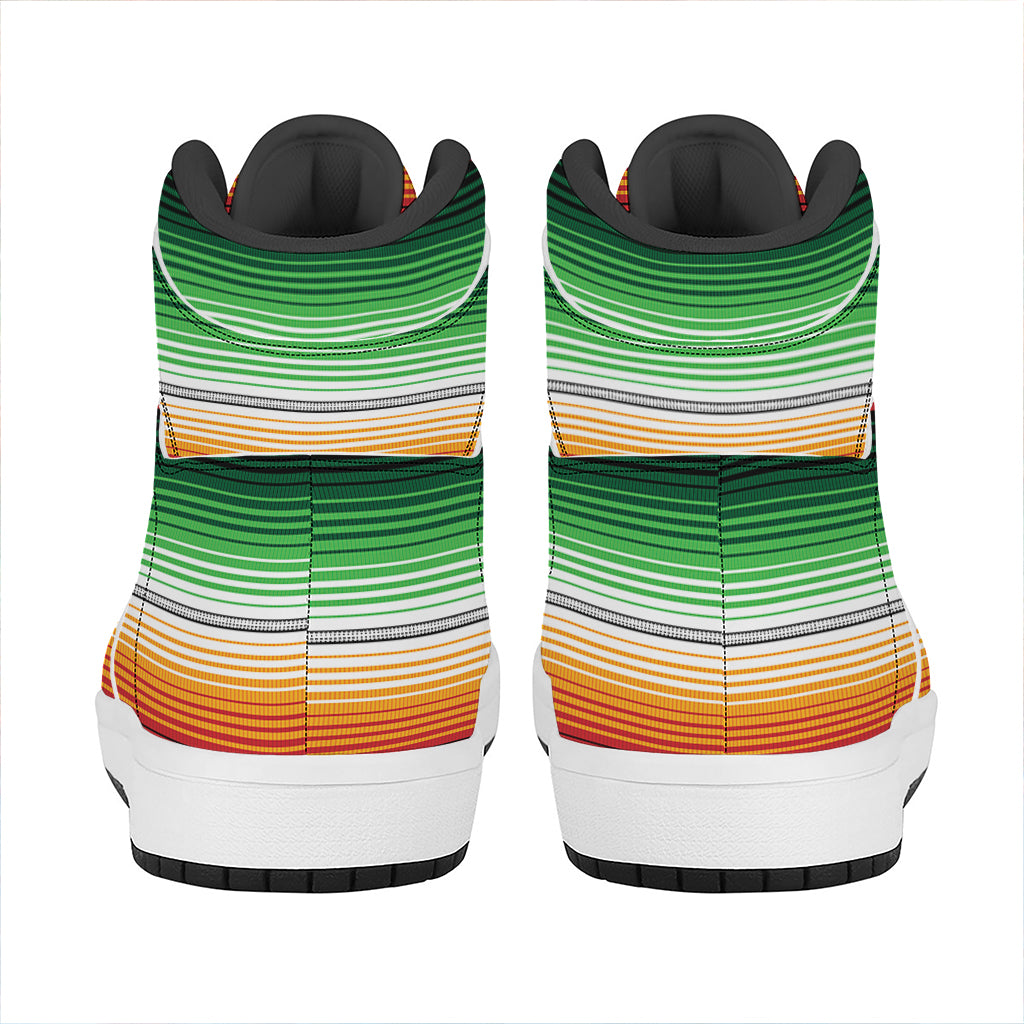 Vintage Mexican Blanket Pattern Print High Top Leather Sneakers