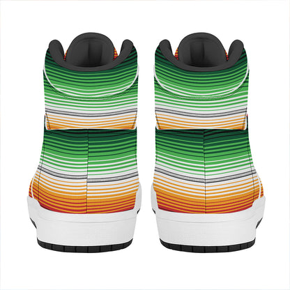 Vintage Mexican Blanket Pattern Print High Top Leather Sneakers
