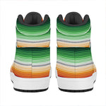 Vintage Mexican Blanket Pattern Print High Top Leather Sneakers