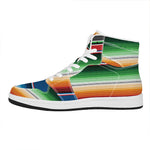 Vintage Mexican Blanket Pattern Print High Top Leather Sneakers