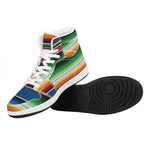 Vintage Mexican Blanket Pattern Print High Top Leather Sneakers