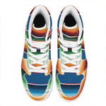 Vintage Mexican Blanket Pattern Print High Top Leather Sneakers