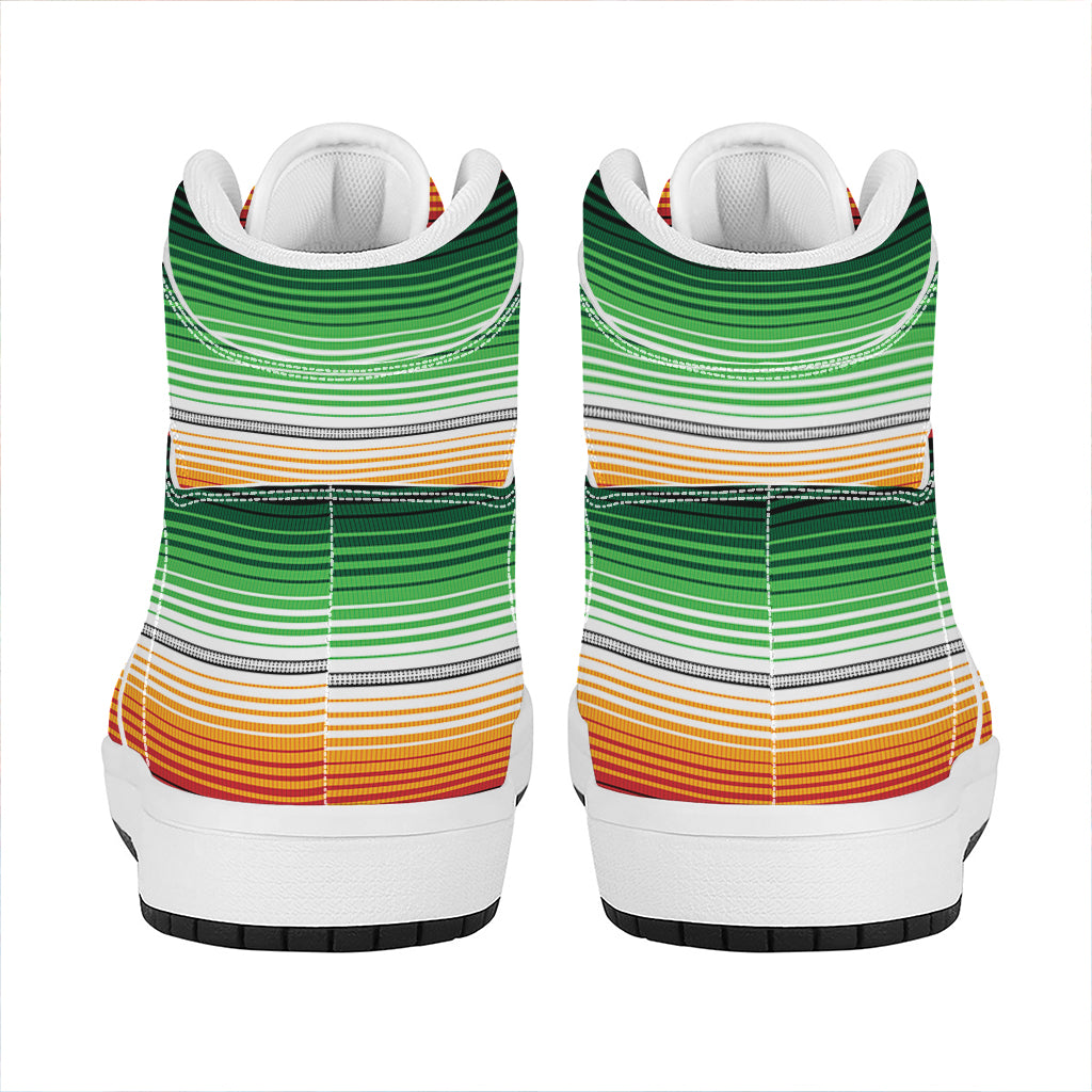 Vintage Mexican Blanket Pattern Print High Top Leather Sneakers