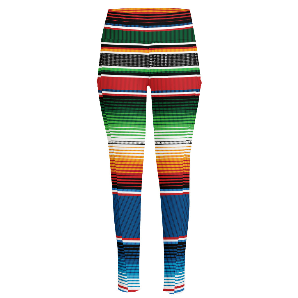 Vintage Mexican Blanket Pattern Print High-Waisted Pocket Leggings