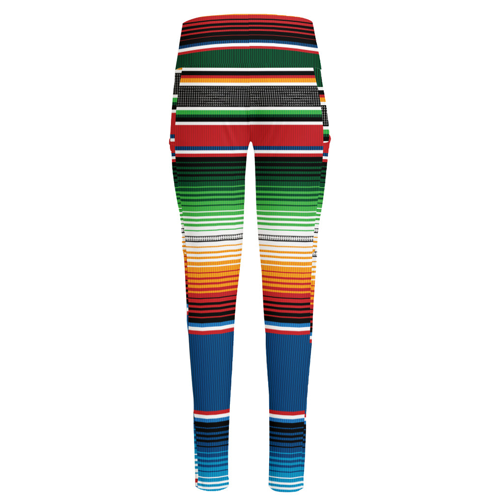 Vintage Mexican Blanket Pattern Print High-Waisted Pocket Leggings