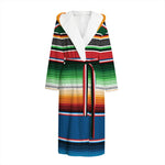 Vintage Mexican Blanket Pattern Print Hooded Bathrobe