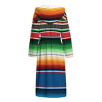 Vintage Mexican Blanket Pattern Print Hooded Bathrobe
