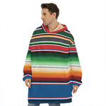 Vintage Mexican Blanket Pattern Print Hoodie Blanket