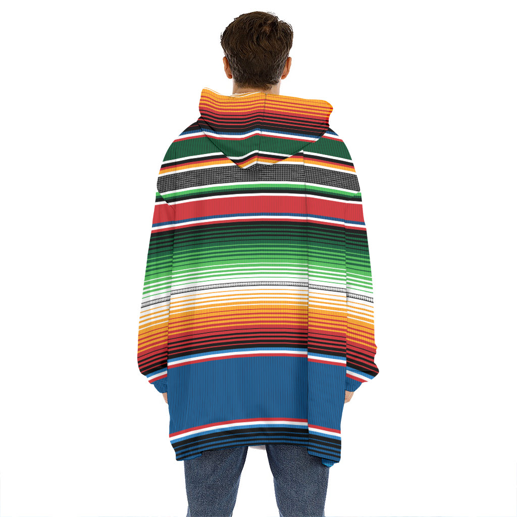 Vintage Mexican Blanket Pattern Print Hoodie Blanket