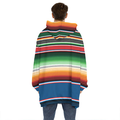 Vintage Mexican Blanket Pattern Print Hoodie Blanket