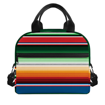 Vintage Mexican Blanket Pattern Print Insulated Lunch Bag