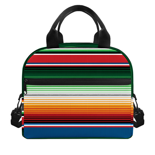 Vintage Mexican Blanket Pattern Print Insulated Lunch Bag