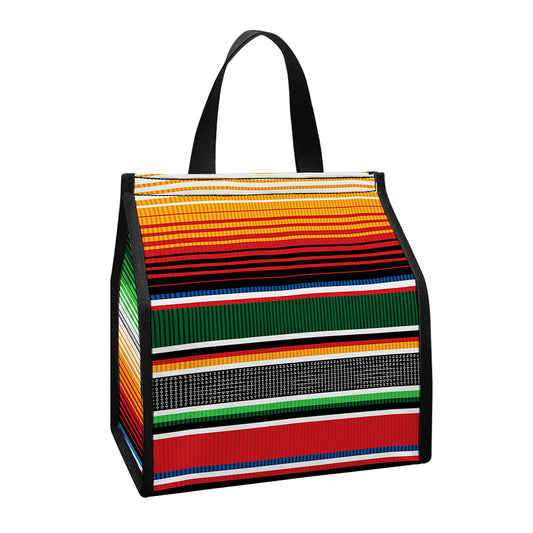 Vintage Mexican Blanket Pattern Print Insulated Lunch Tote