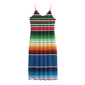 Vintage Mexican Blanket Pattern Print Jersey Midi Cami Dress
