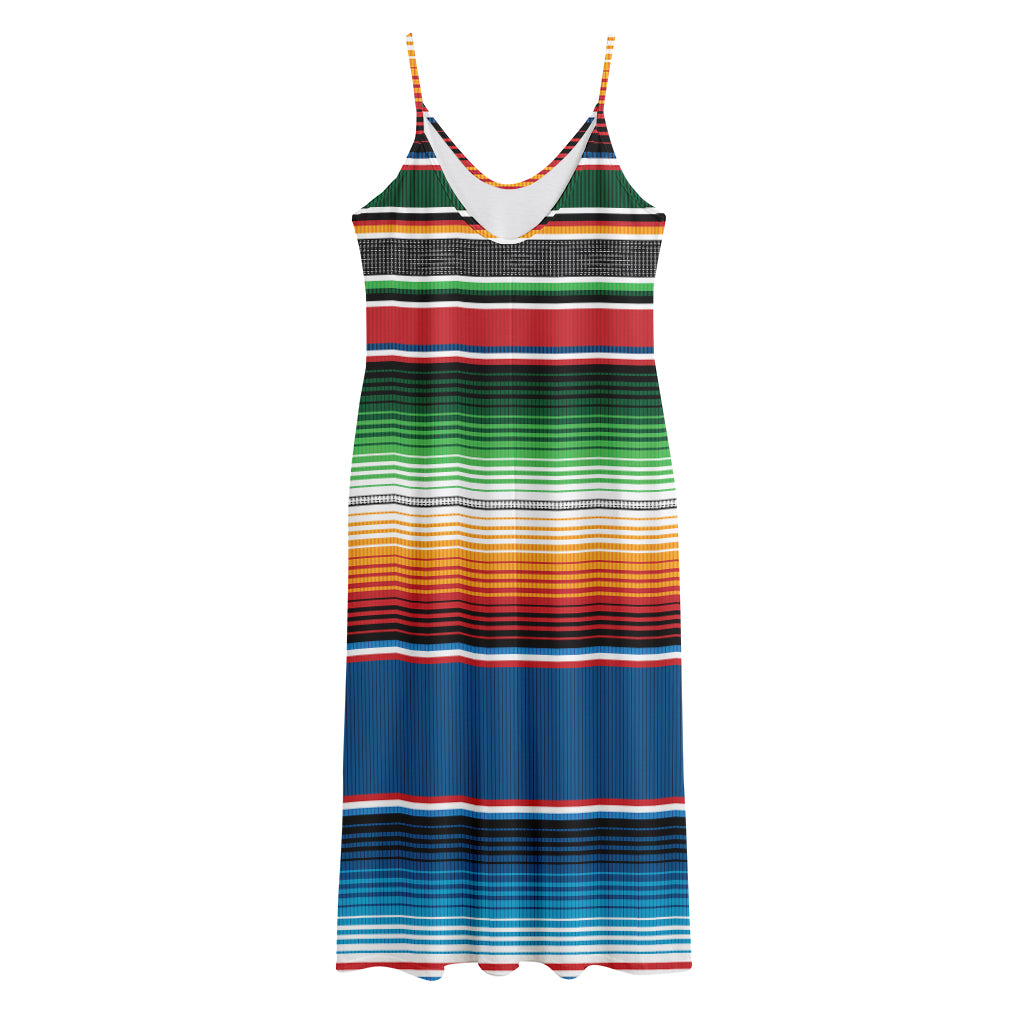 Vintage Mexican Blanket Pattern Print Jersey Midi Cami Dress