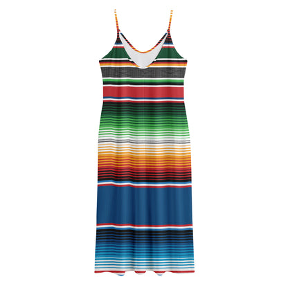 Vintage Mexican Blanket Pattern Print Jersey Midi Cami Dress