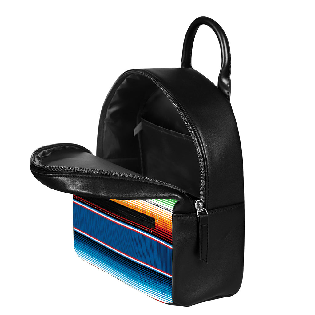Vintage Mexican Blanket Pattern Print Leather Backpack