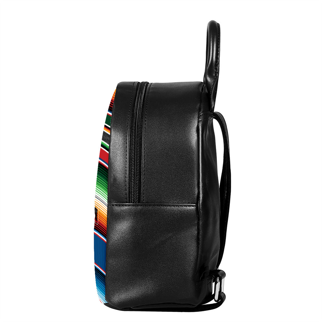 Vintage Mexican Blanket Pattern Print Leather Backpack
