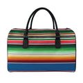 Vintage Mexican Blanket Pattern Print Leather Duffel Bag