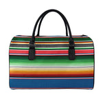 Vintage Mexican Blanket Pattern Print Leather Duffle Bag