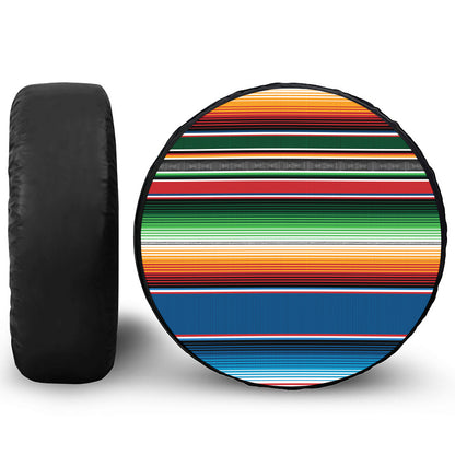 Vintage Mexican Blanket Pattern Print Leather Spare Tire Cover