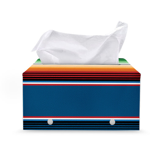 Vintage Mexican Blanket Pattern Print Leather Tissue Box Cover