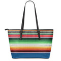 Vintage Mexican Blanket Pattern Print Leather Tote Bag With Zipper