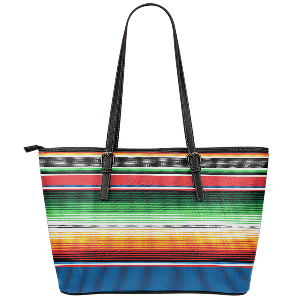 Vintage Mexican Blanket Pattern Print Leather Tote Bag