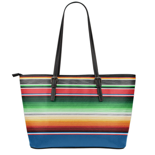 Vintage Mexican Blanket Pattern Print Leather Tote Bag