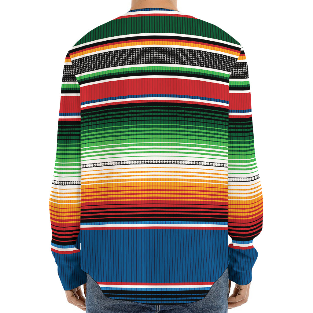 Vintage Mexican Blanket Pattern Print Long Sleeve Baseball Jersey