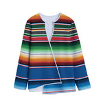 Vintage Mexican Blanket Pattern Print Long Sleeve Short Coat