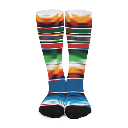 Vintage Mexican Blanket Pattern Print Long Socks