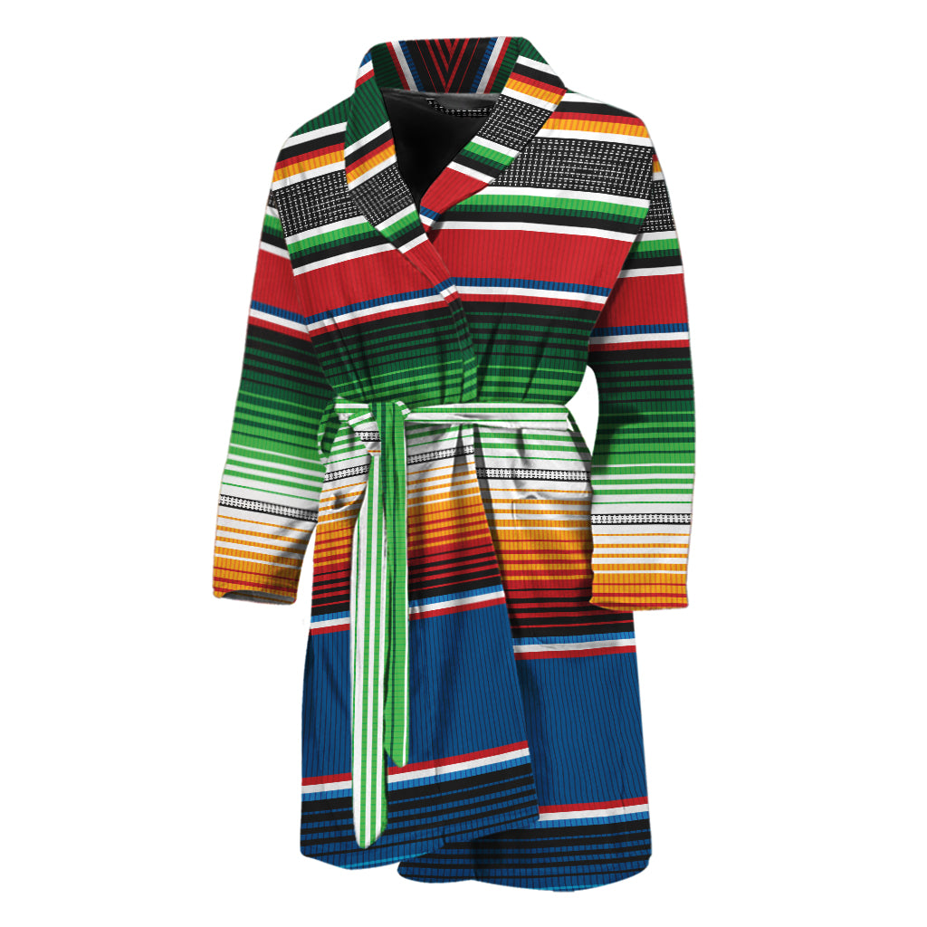 Vintage Mexican Blanket Pattern Print Men's Bathrobe