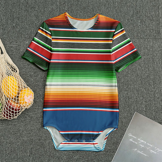 Vintage Mexican Blanket Pattern Print Men's Bodysuit